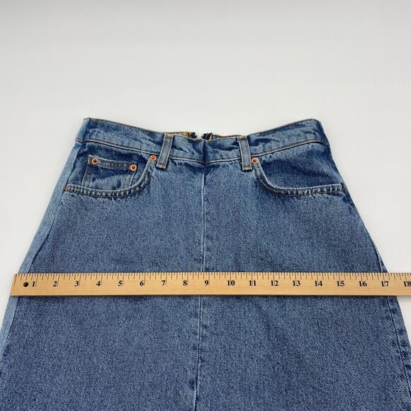 ZARA Women The 90s Y2K Collection Denim Midi Skirt Size S Blue Back Slit Pencil - Picture 7 of 8